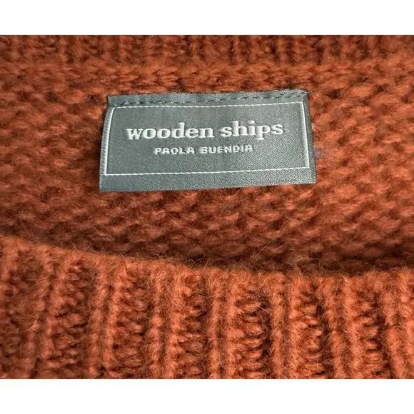 Wooden Ships Grateful Sweater M/L Rust Orange Chunky Knit Mohair Blend Boho Cozy - Picture 2 of 8